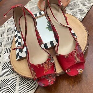 Elegant Red Floral Heels